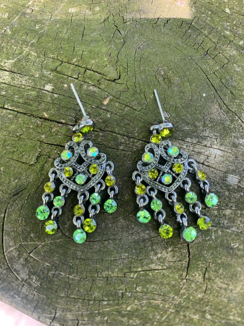 Green Crystal Chandelier Earrings - Elegant WomenJewelry